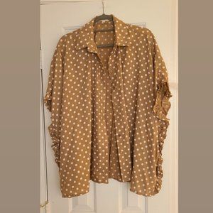 Easel button down oversized top with ruffle sleeves